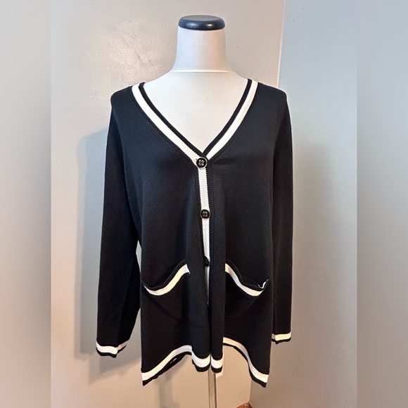 Appleseed's Sweaters Appleseeds Petite Black And White Cardigan